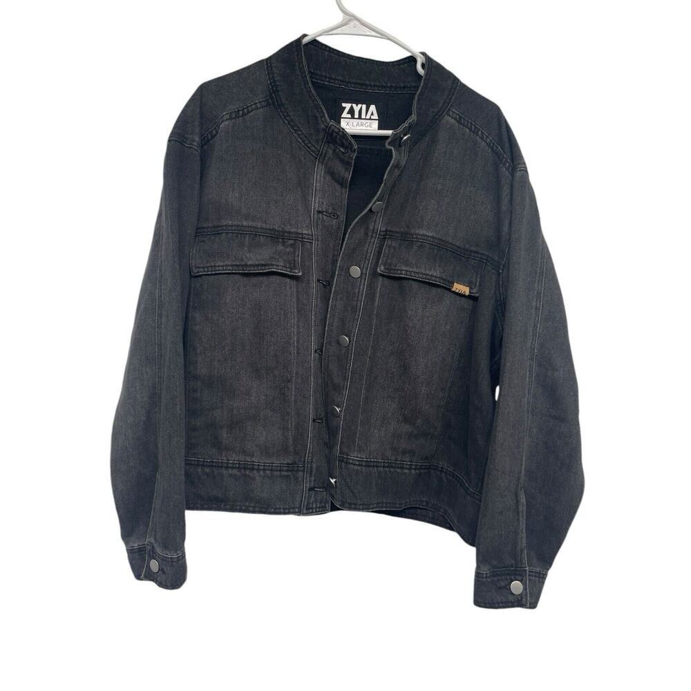 Zyia Woman's Crossroads Denim Jean Jacket Size XL Faded Black
